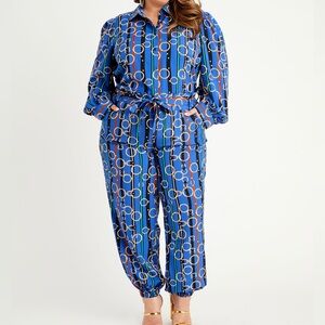 *NWT Ashley Stewart Striped Chain Print Woven Shirt Size 28